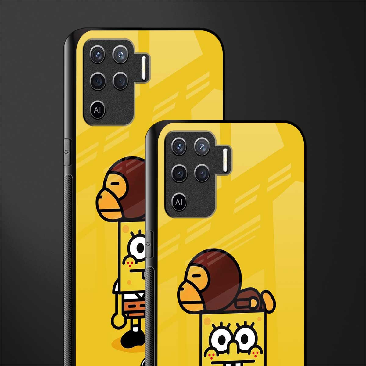 spongebob x bape glass case for oppo f19 pro image-2
