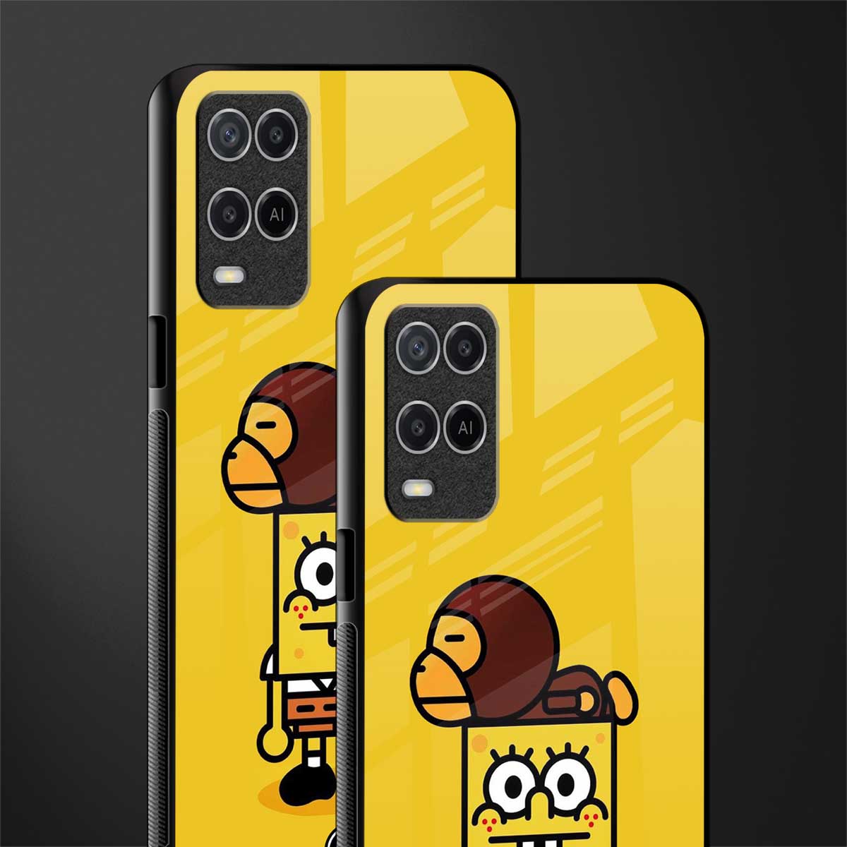 spongebob x bape glass case for oppo a54 image-2
