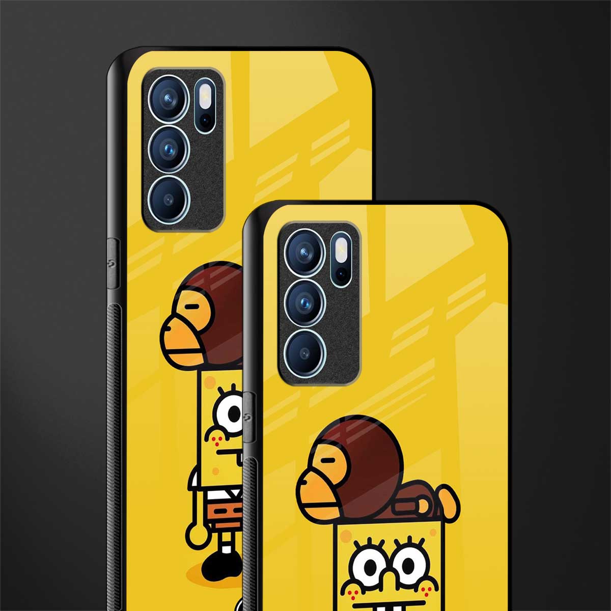 spongebob x bape glass case for oppo reno6 pro 5g image-2