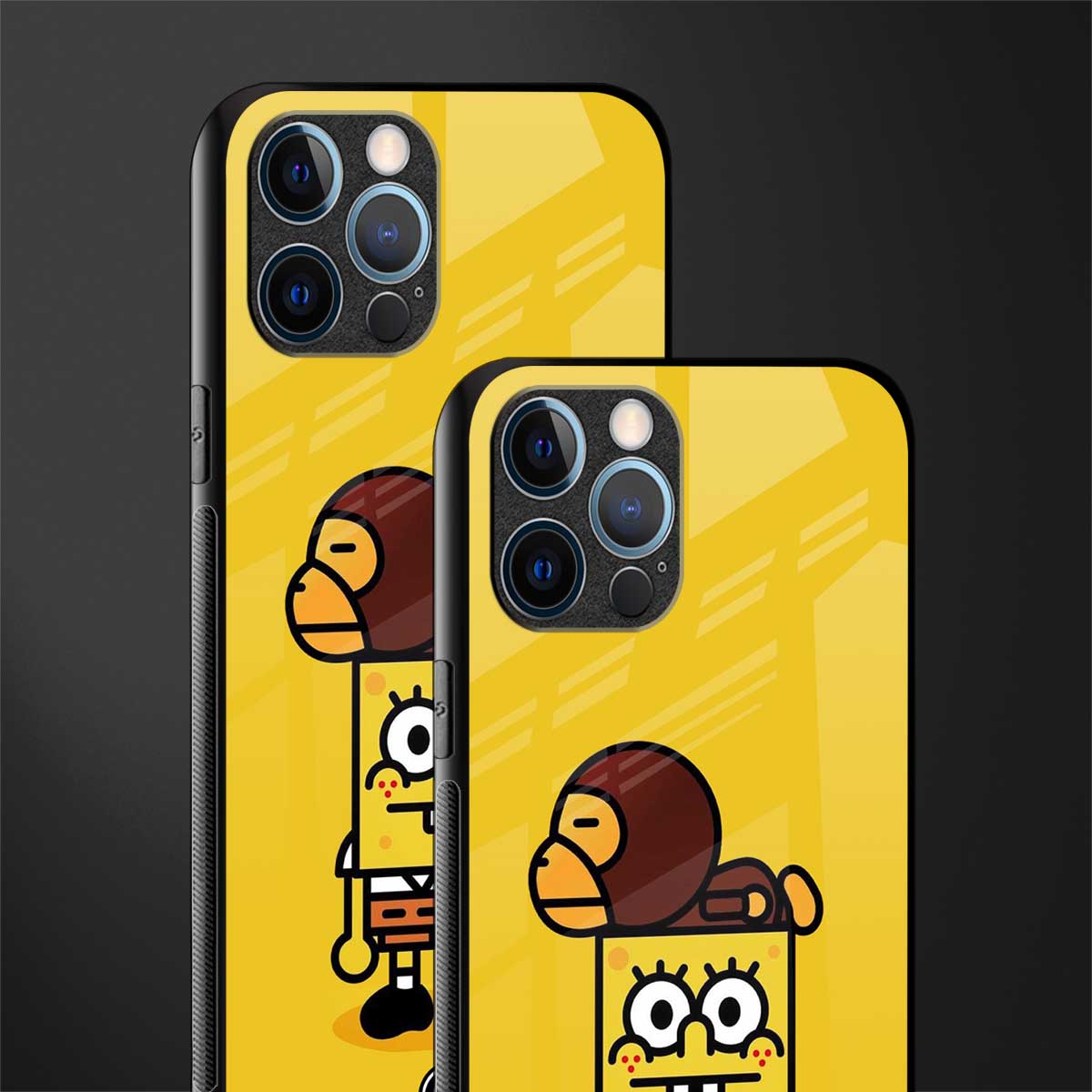spongebob x bape glass case for iphone 12 pro max image-2