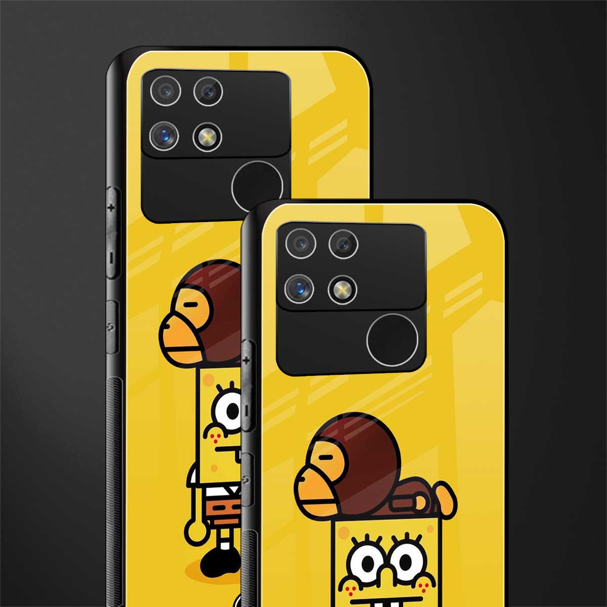 spongebob x bape back phone cover | glass case for realme narzo 50a