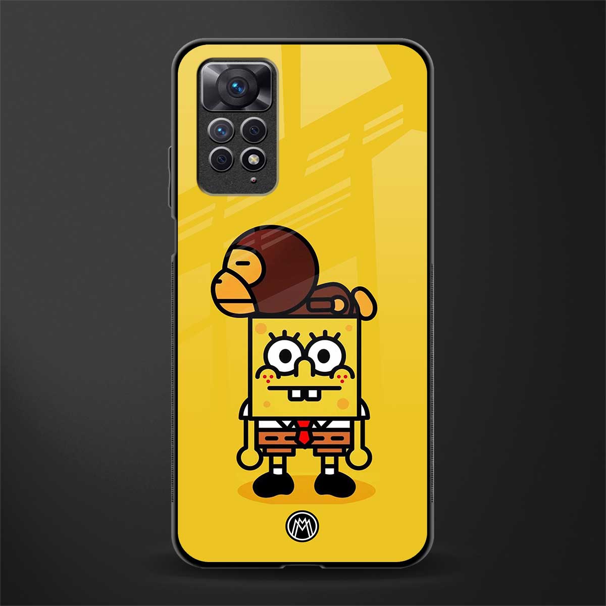 spongebob x bape back phone cover | glass case for redmi note 11 pro plus 4g/5g