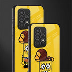 spongebob x bape back phone cover | glass case for samsung galaxy a53 5g