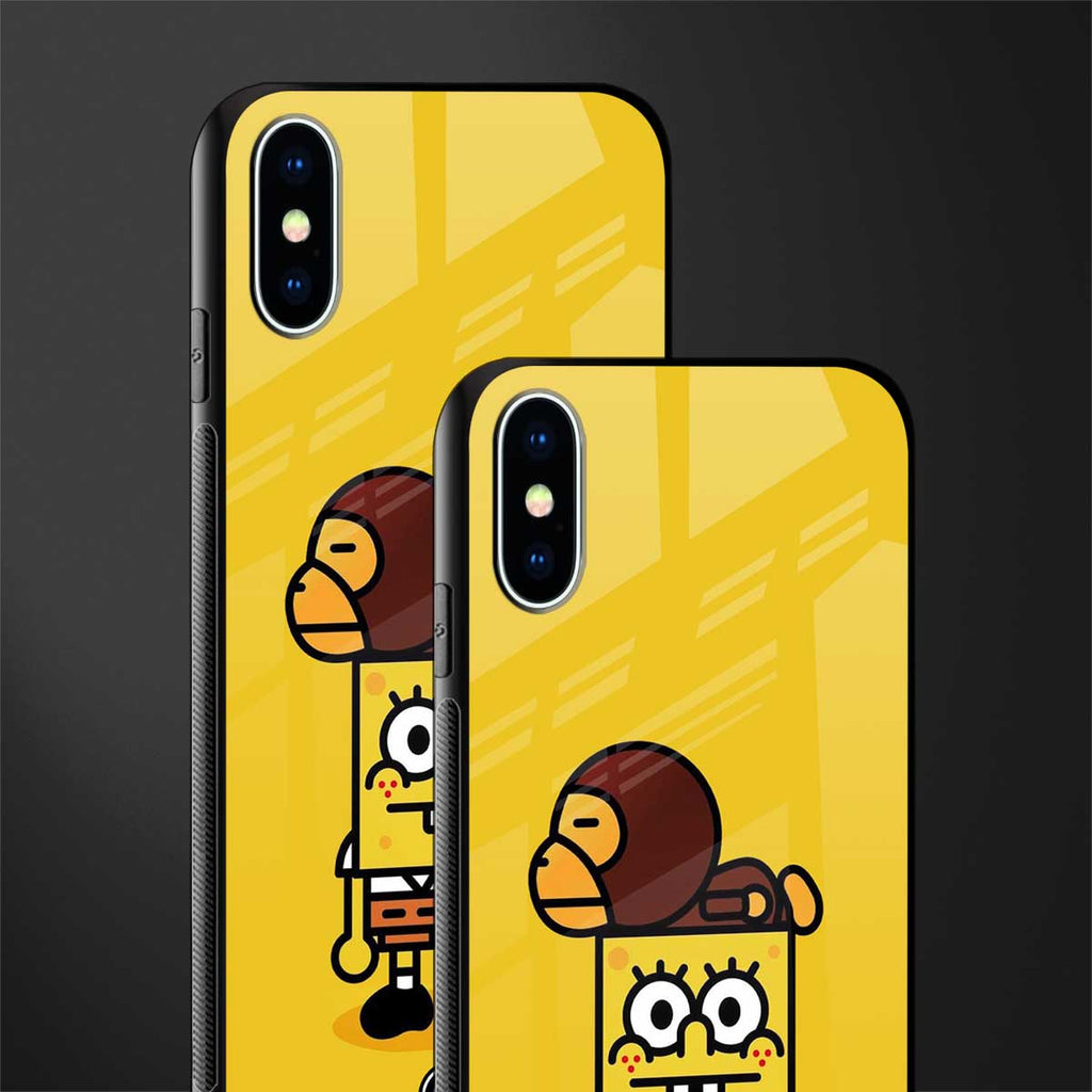 spongebob x bape glass case for iphone xs image-2