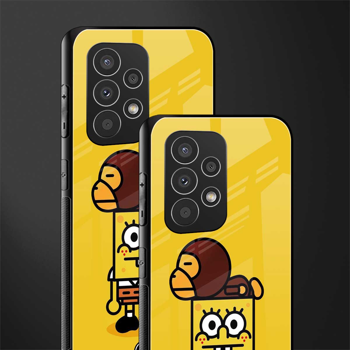 spongebob x bape back phone cover | glass case for samsung galaxy a73 5g