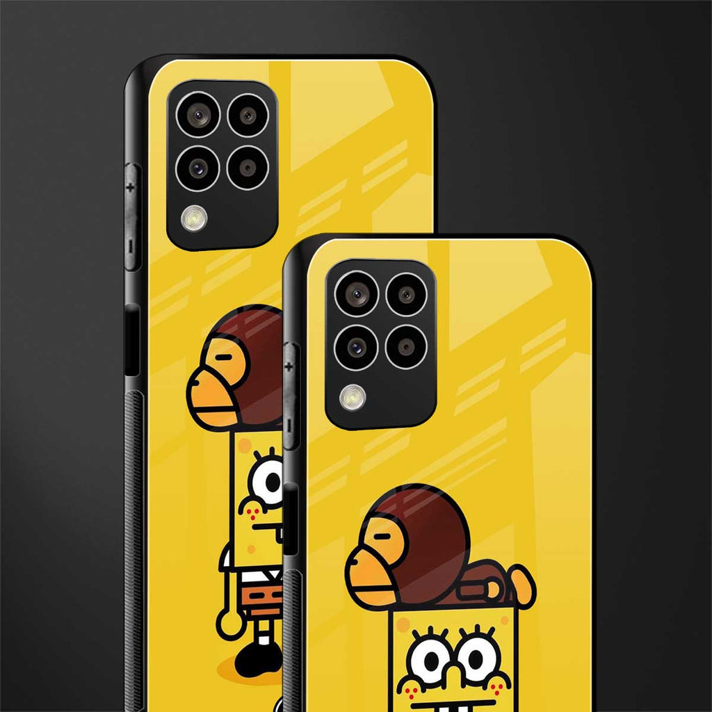 spongebob x bape back phone cover | glass case for samsung galaxy m33 5g