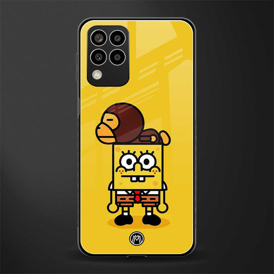 spongebob x bape back phone cover | glass case for samsung galaxy m33 5g