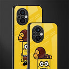 spongebob x bape back phone cover | glass case for oppo f21 pro 5g