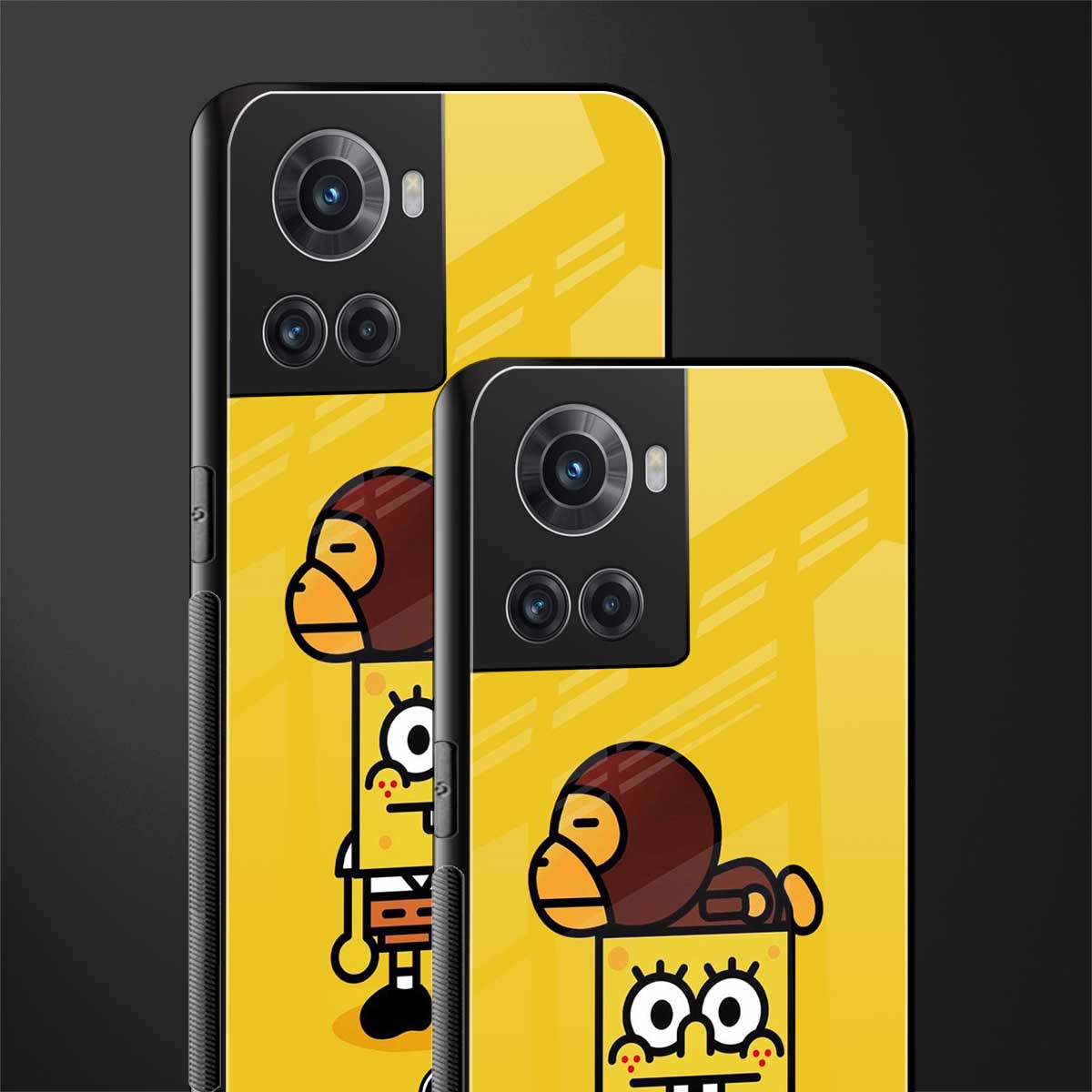 spongebob x bape back phone cover | glass case for oneplus 10r 5g