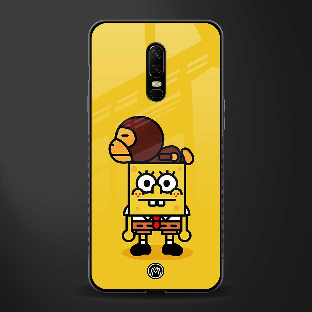 spongebob x bape glass case for oneplus 6 image