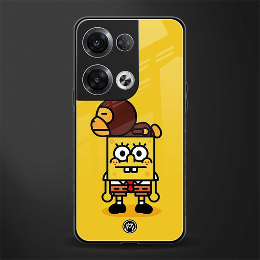 spongebob x bape back phone cover | glass case for oppo reno 8 pro
