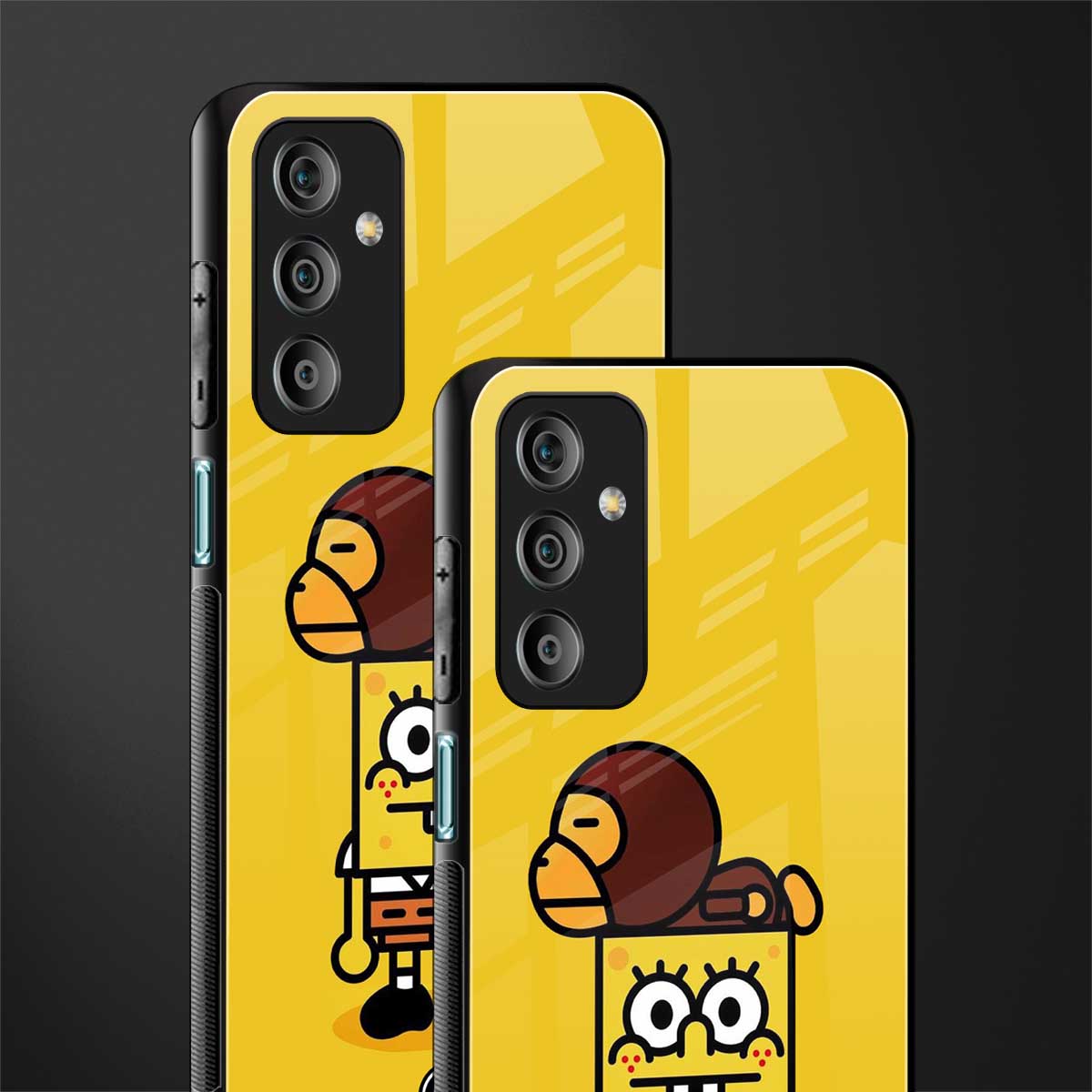 spongebob x bape back phone cover | glass case for samsung galaxy f23 5g