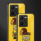 spongebob x bape back phone cover | glass case for vivo y35 4g