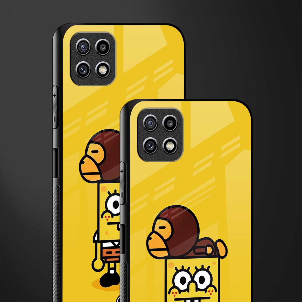 spongebob x bape back phone cover | glass case for samsung galaxy f42