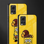 spongebob x bape back phone cover | glass case for vivo v21e 4g
