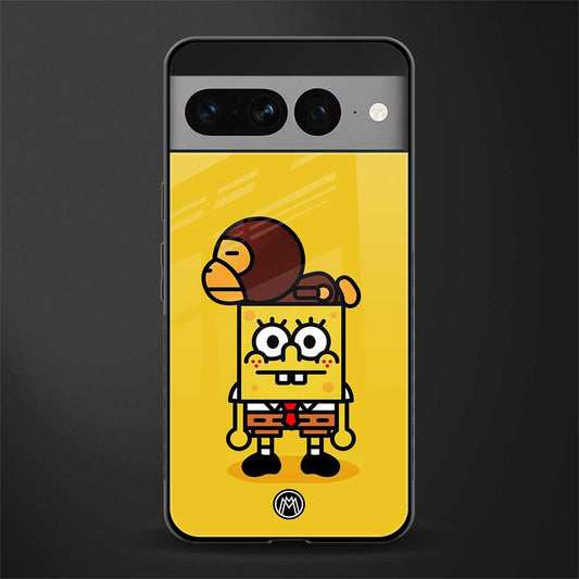 spongebob x bape back phone cover | glass case for google pixel 7 pro