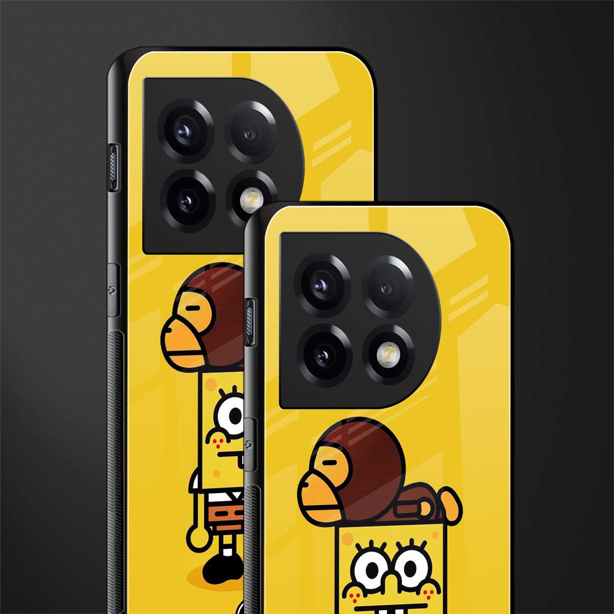 spongebob x bape back phone cover | glass case for oneplus 11