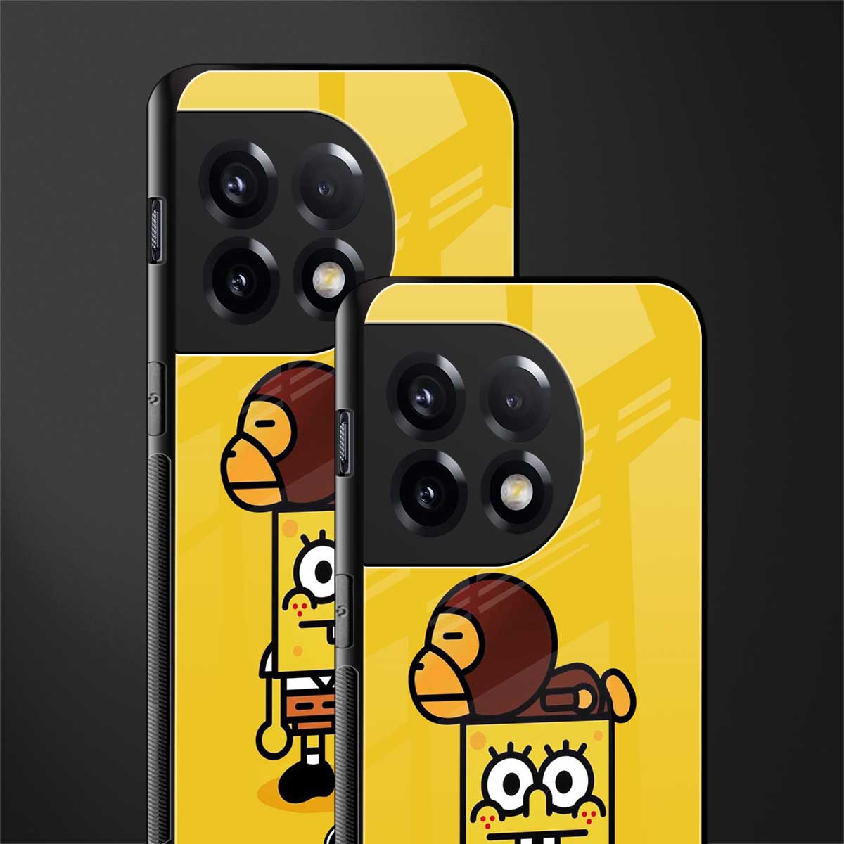 spongebob x bape back phone cover | glass case for oneplus 11r