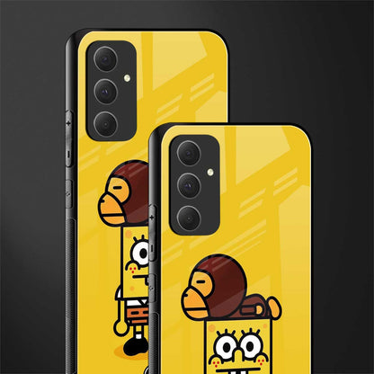 spongebob x bape back phone cover | glass case for samsung galaxy a54 5g