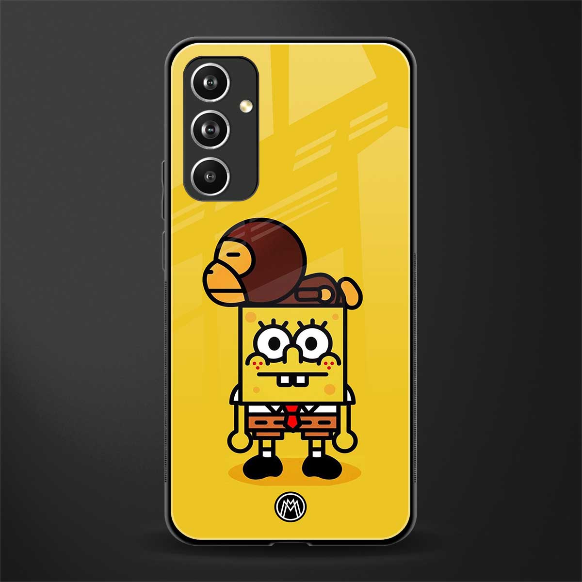 spongebob x bape back phone cover | glass case for samsung galaxy a54 5g