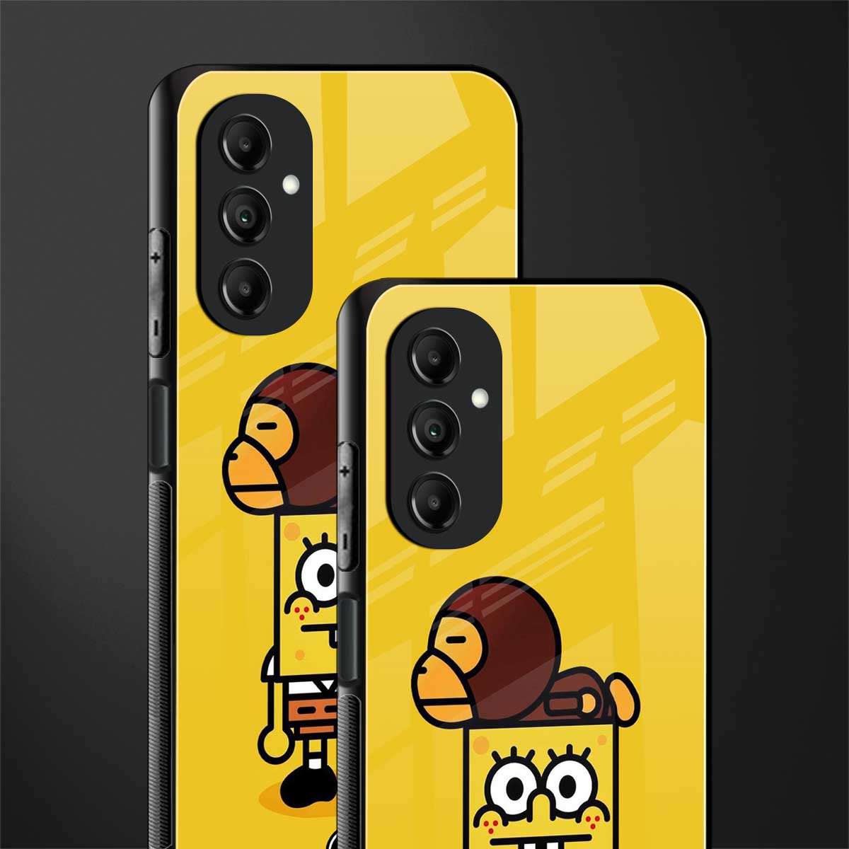 spongebob x bape back phone cover | glass case for samsung galaxy a14 5g
