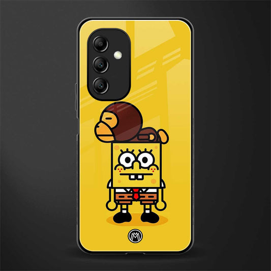 spongebob x bape back phone cover | glass case for samsung galaxy a14 5g
