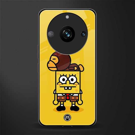 spongebob x bape back phone cover | glass case for realme 11 pro 5g