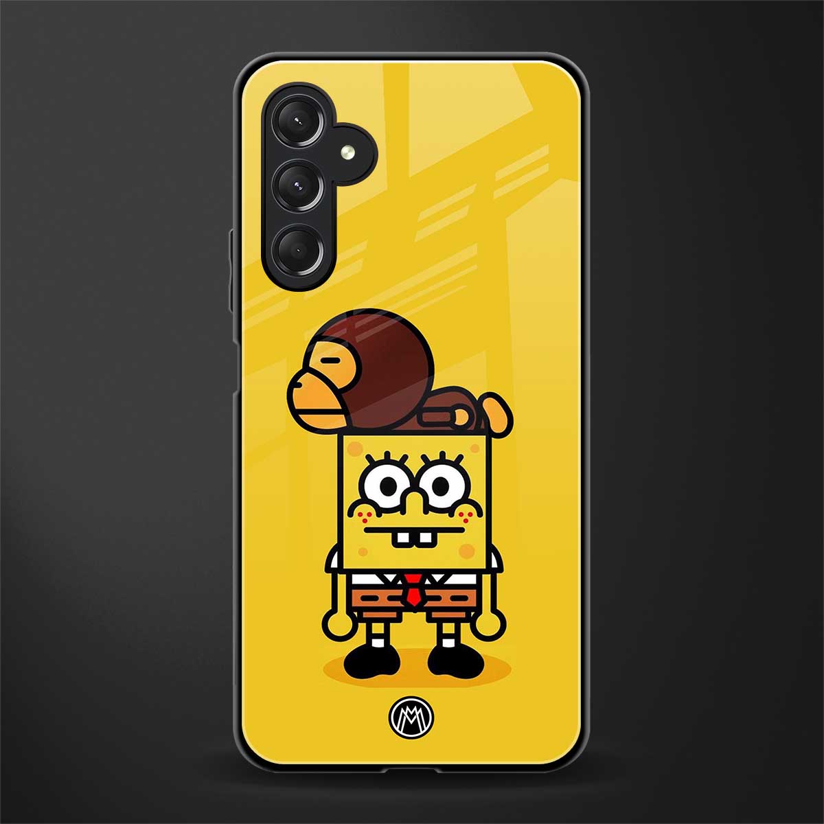 spongebob x bape back phone cover | glass case for samsun galaxy a24 4g