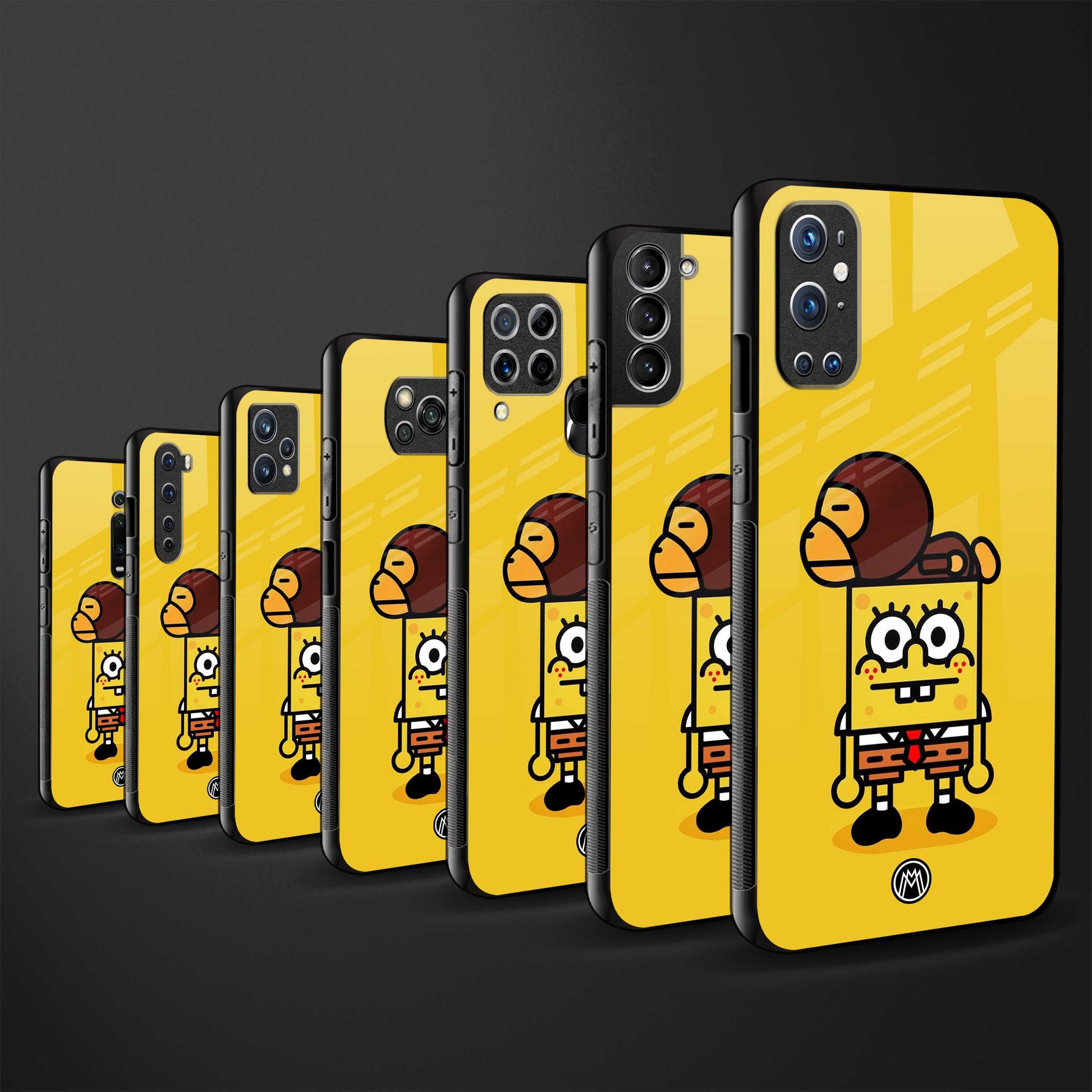 spongebob x bape back phone cover | glass case for vivo y73