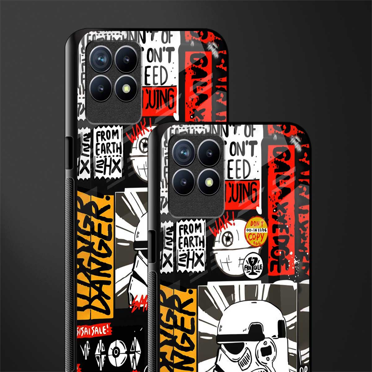 star wars collage glass case for realme 8i image-2