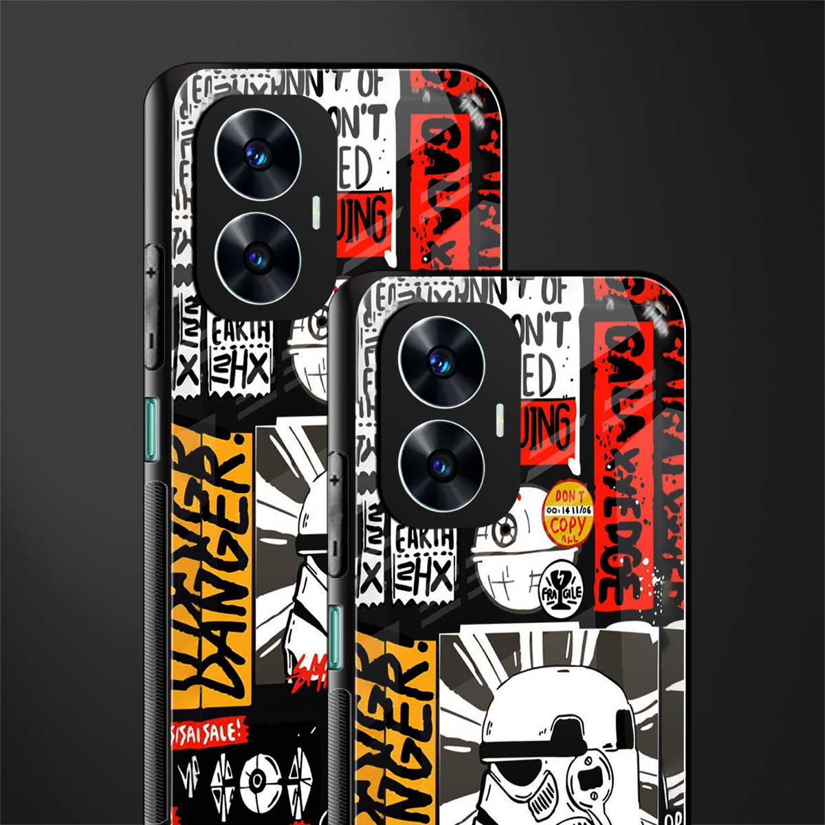 star wars collage back phone cover | glass case for realme c55