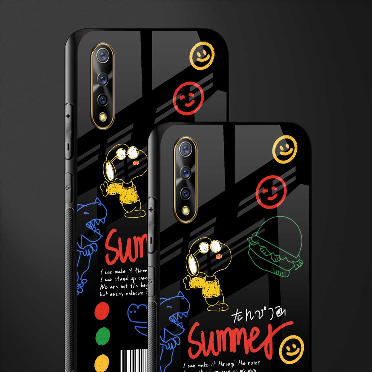 summer motivation glass case for vivo z1x image-2