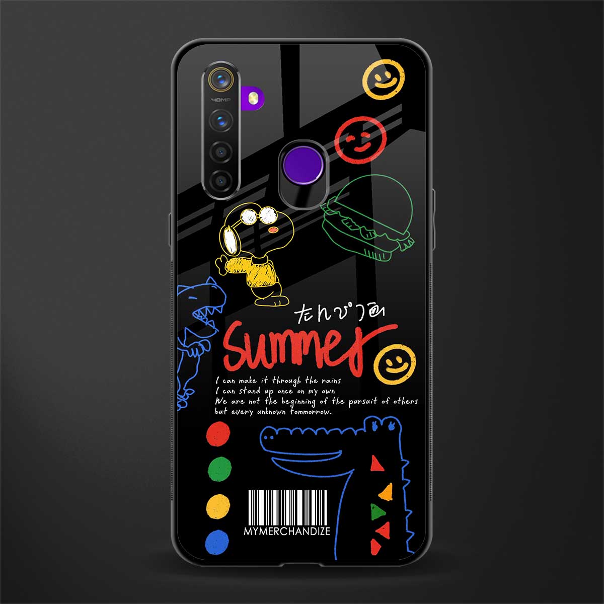 summer motivation glass case for realme 5 image