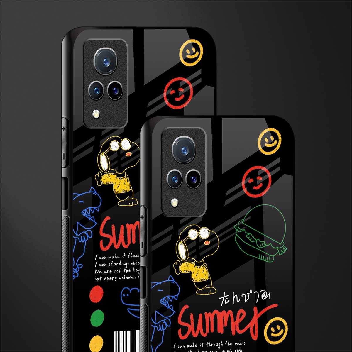 summer motivation glass case for vivo v21 5g image-2