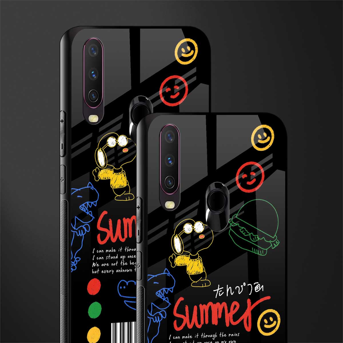 summer motivation glass case for vivo y17 image-2