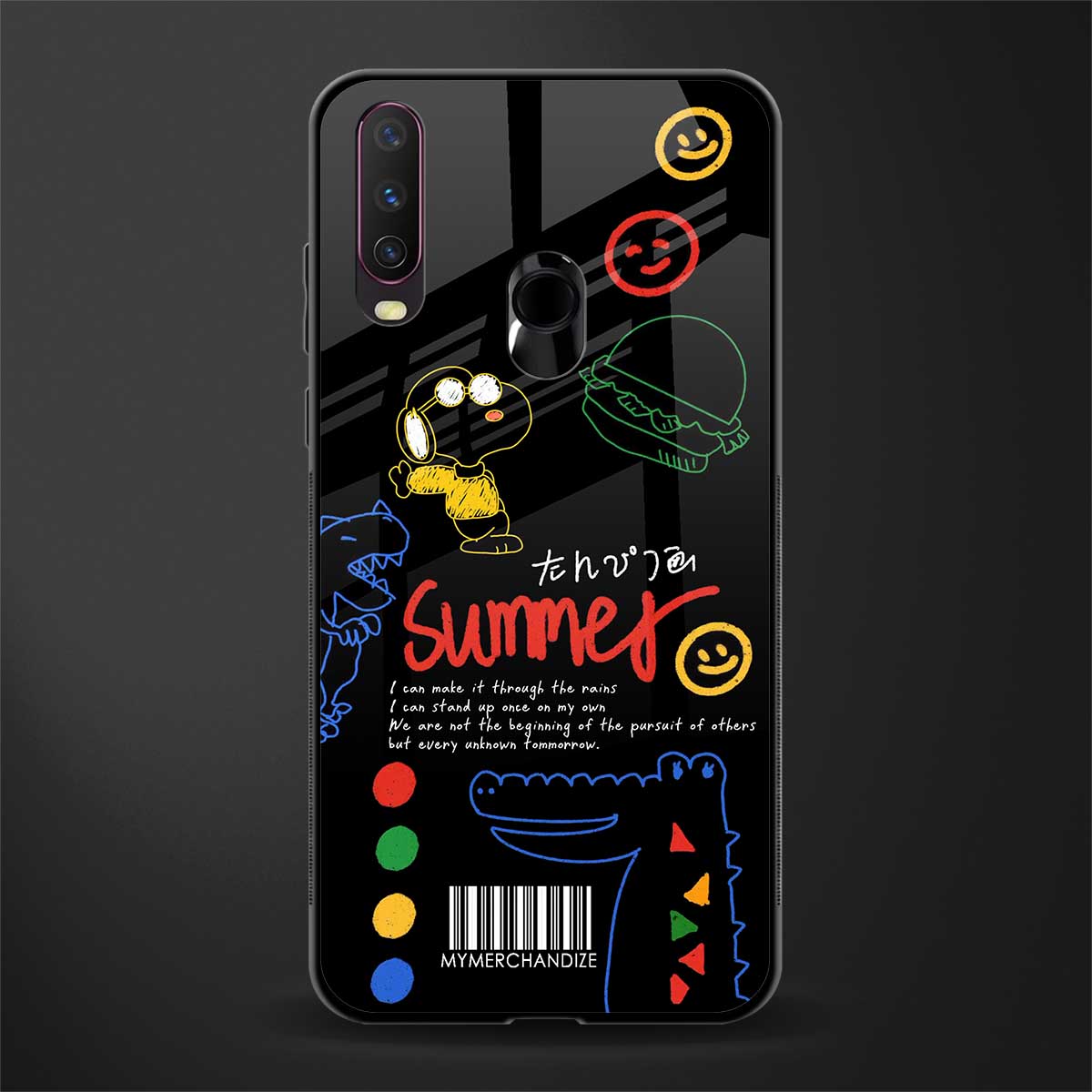 summer motivation glass case for vivo y17 image