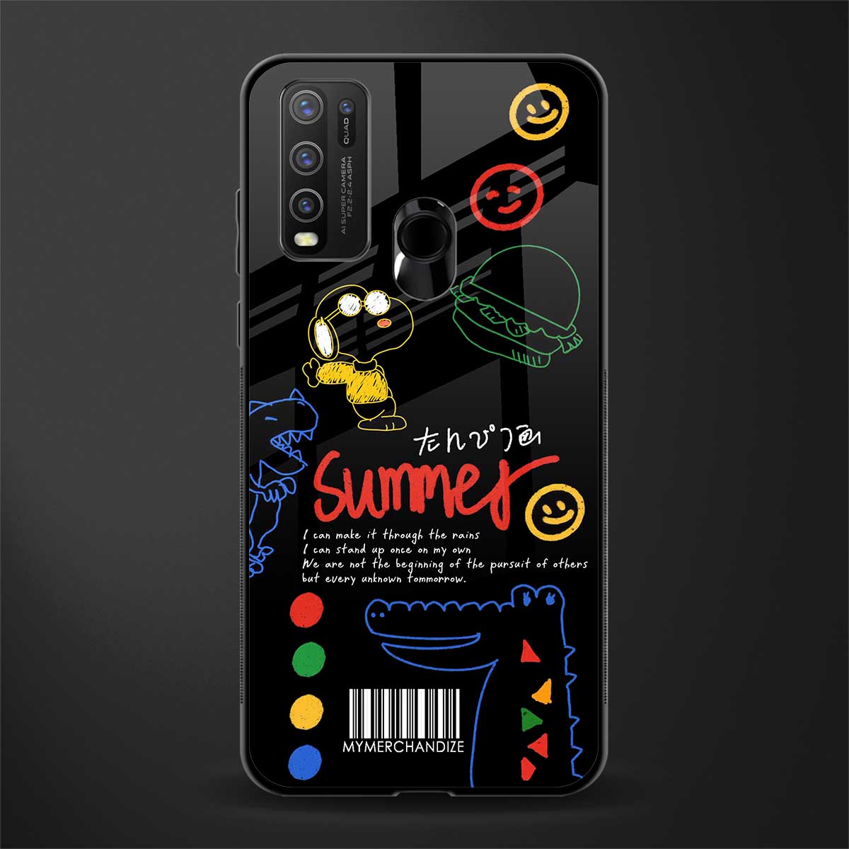 summer motivation glass case for vivo y50 image