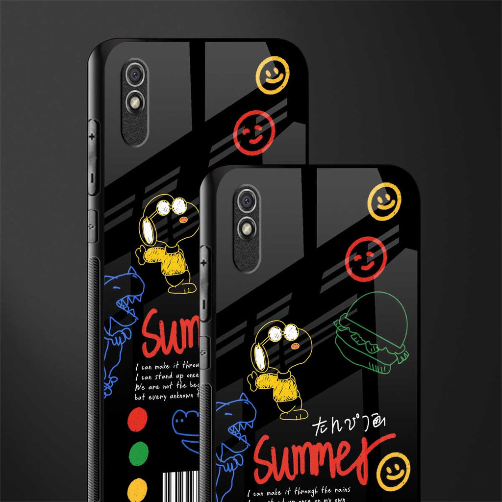 summer motivation glass case for redmi 9a image-2