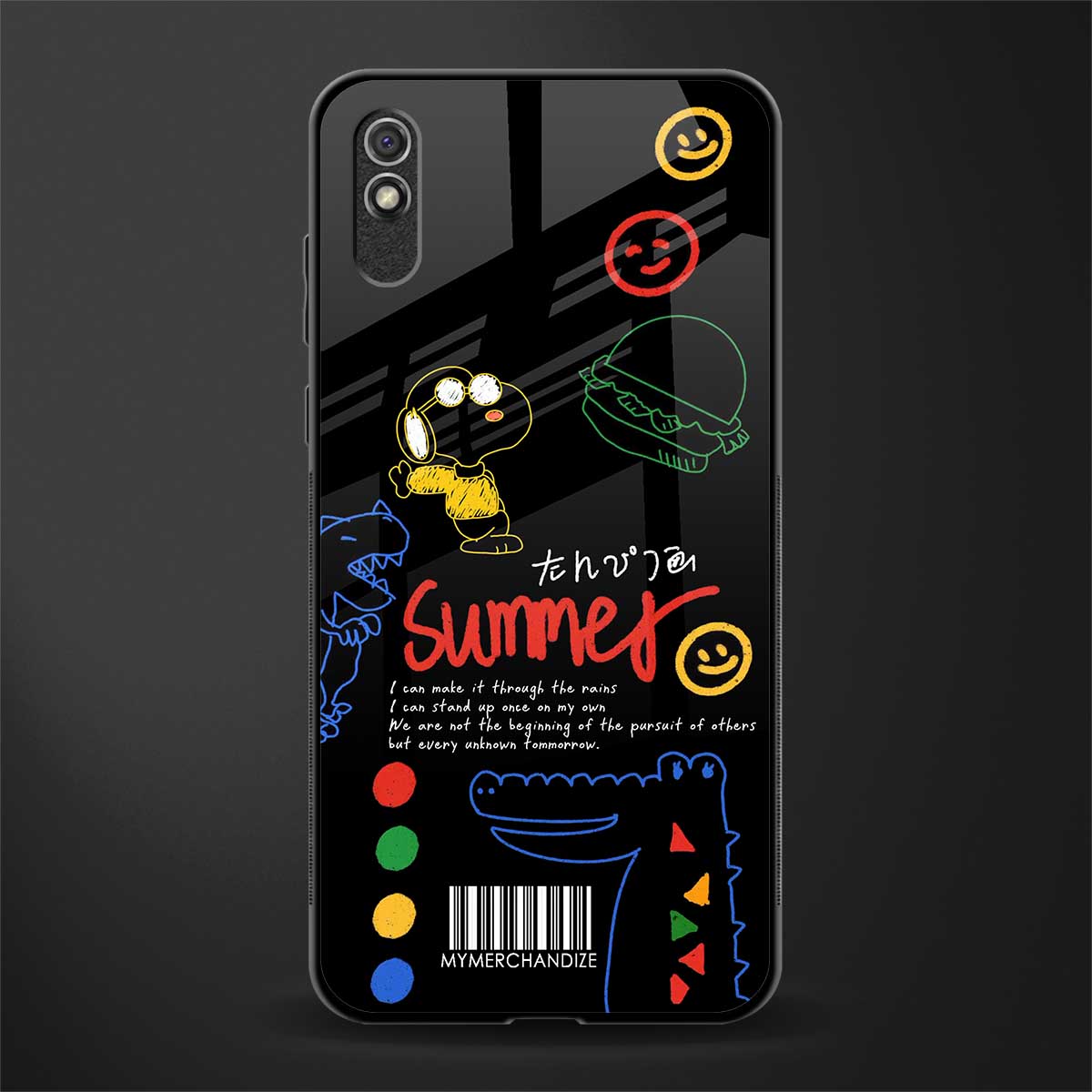summer motivation glass case for redmi 9i image