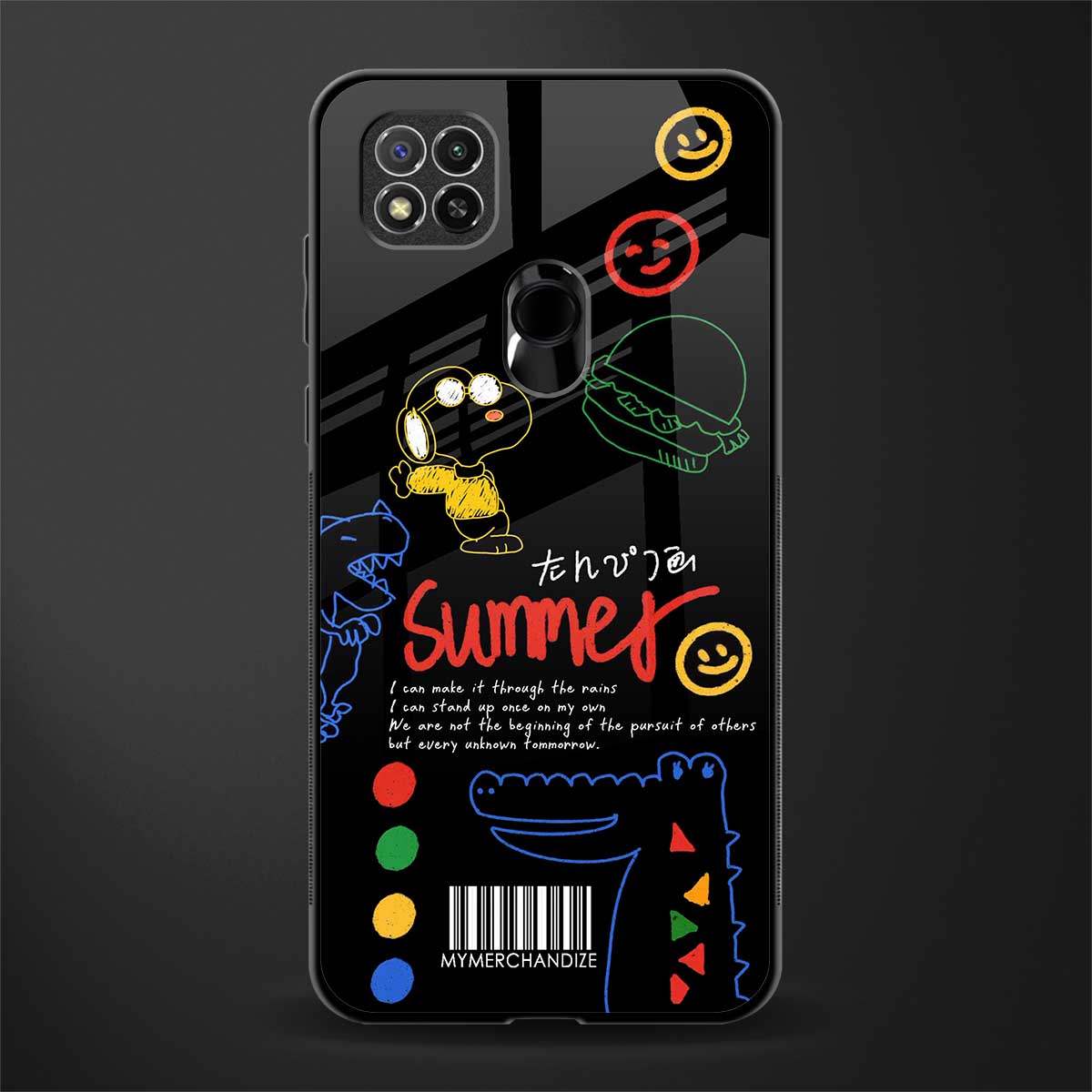 summer motivation glass case for redmi 9c image