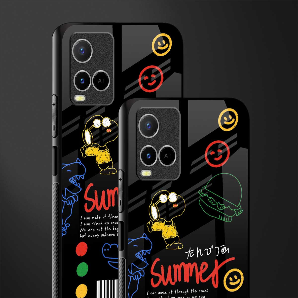summer motivation glass case for vivo y21s image-2