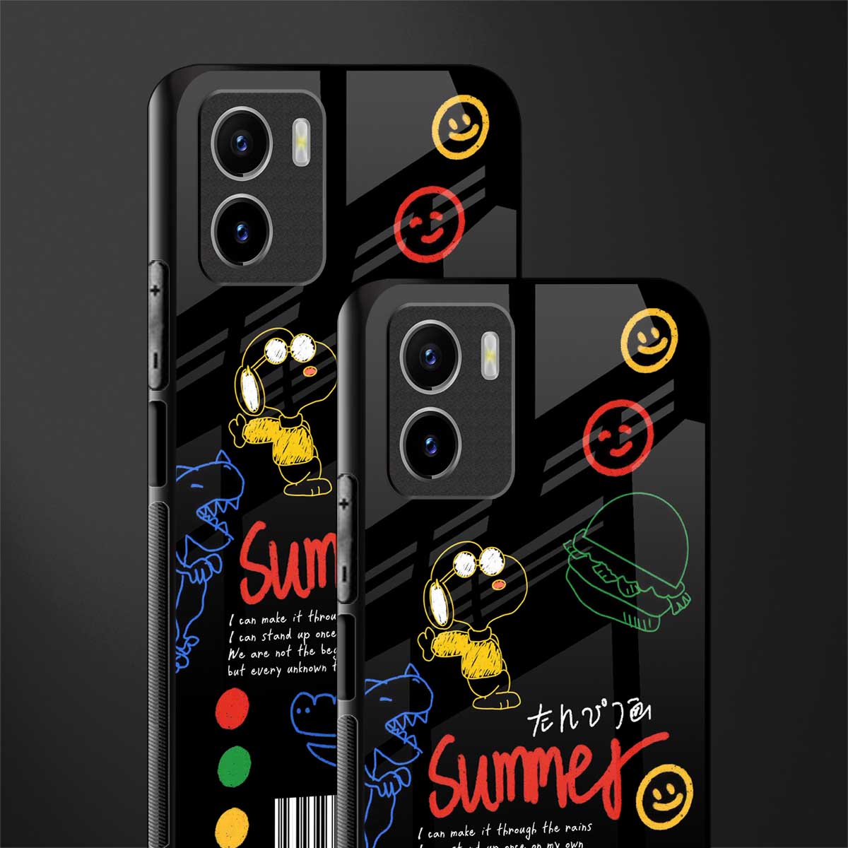 summer motivation glass case for vivo y15s image-2