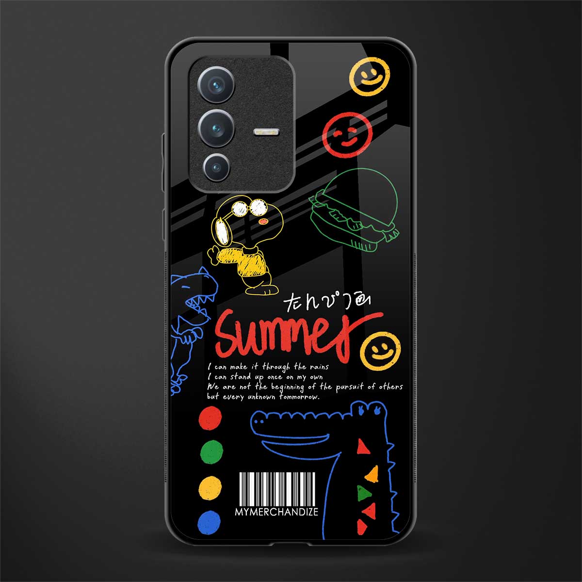 summer motivation glass case for vivo v23 5g image