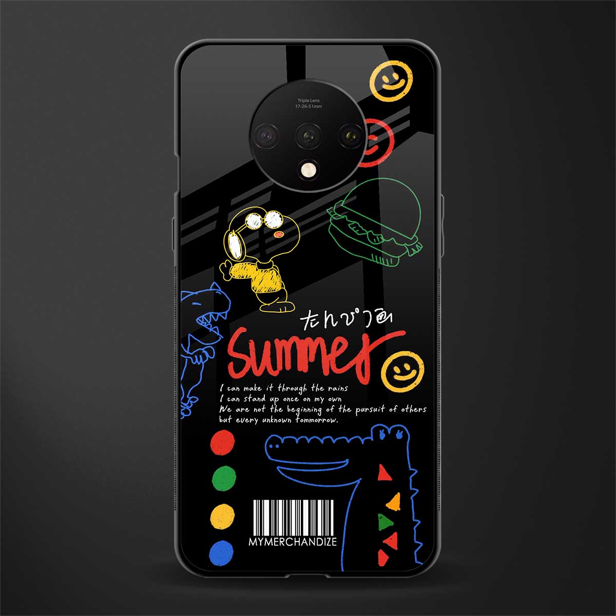 summer motivation glass case for oneplus 7t image