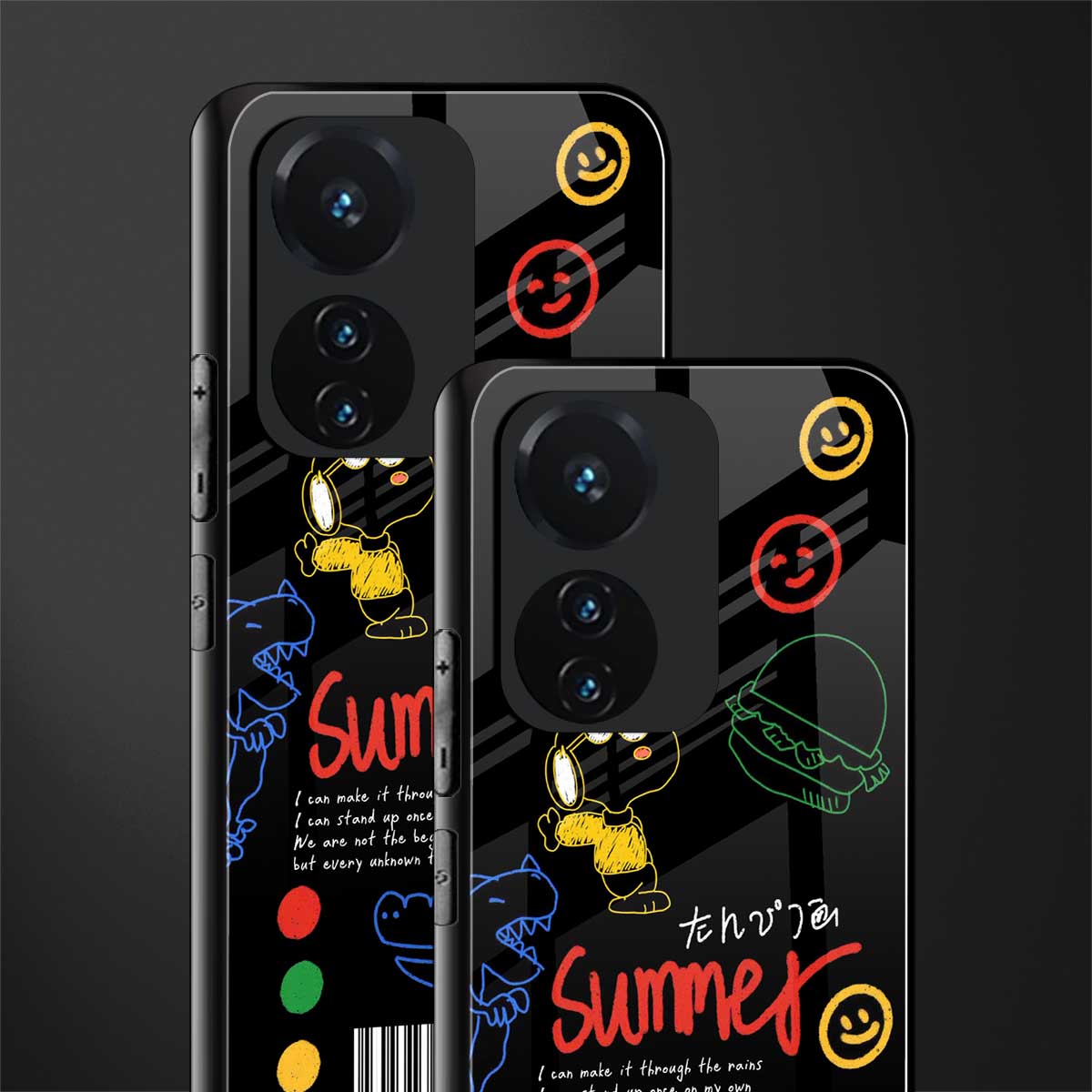 summer motivation back phone cover | glass case for vivo t1 44w 4g