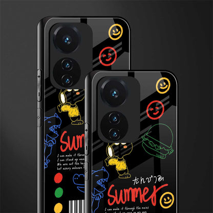 summer motivation back phone cover | glass case for vivo t1 44w 4g