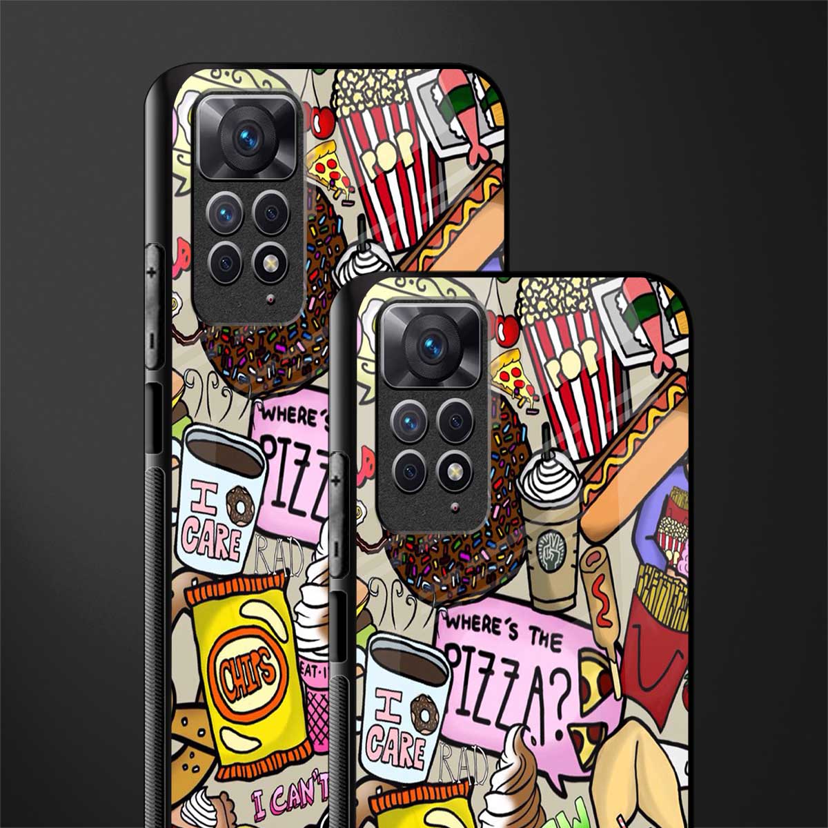 tasty food collage back phone cover | glass case for redmi note 11 pro plus 4g/5g