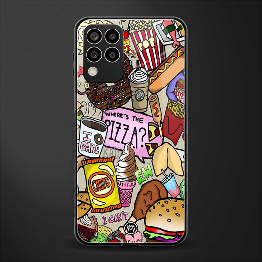 tasty food collage back phone cover | glass case for samsung galaxy m33 5g