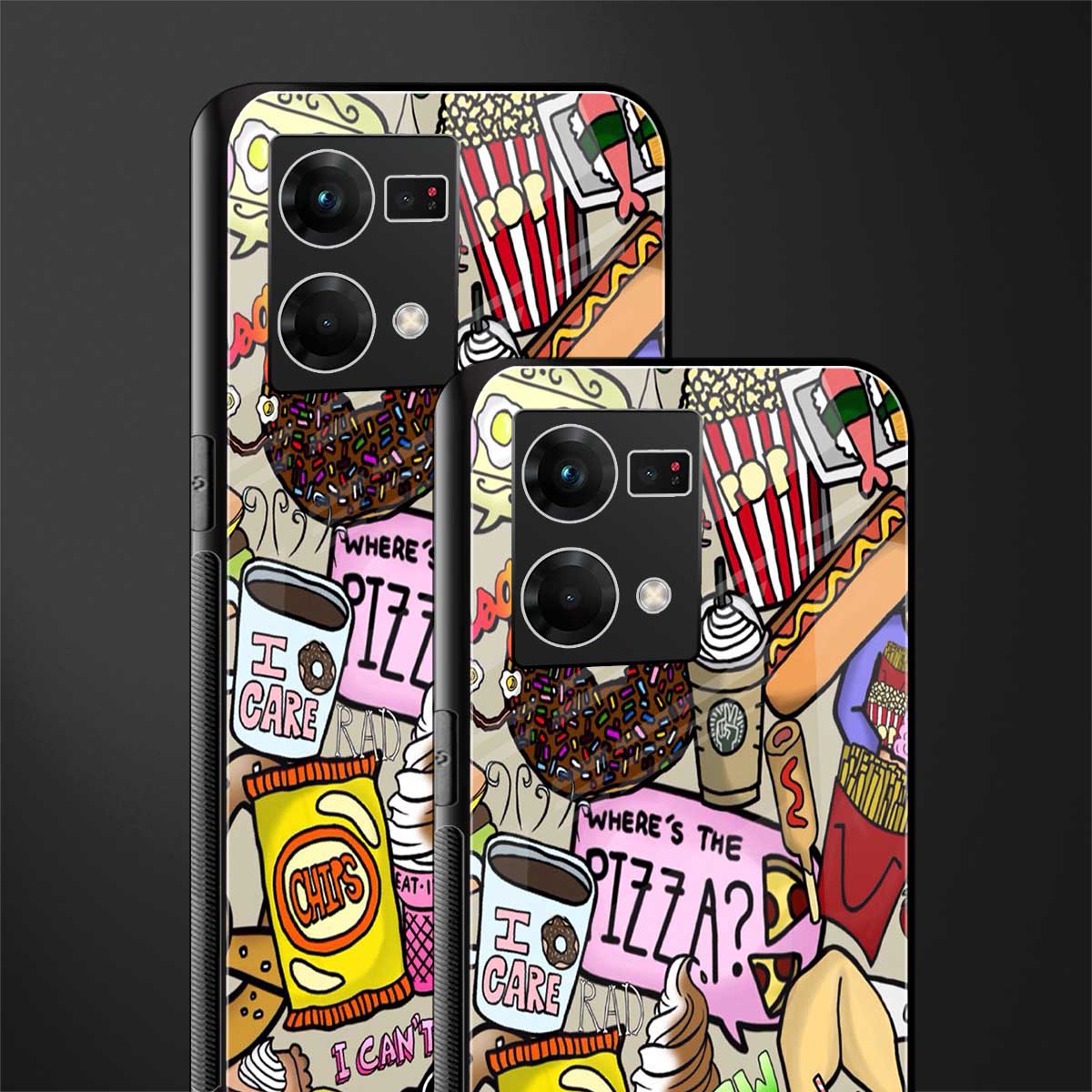 tasty food collage back phone cover | glass case for oppo f21 pro 4g