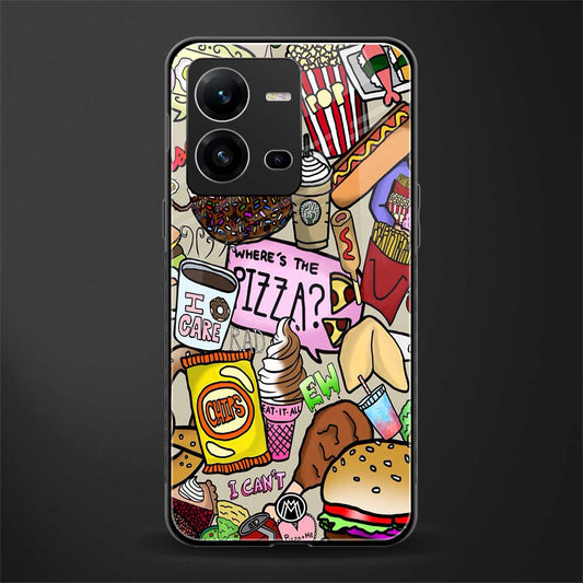 tasty food collage back phone cover | glass case for vivo v25-5g